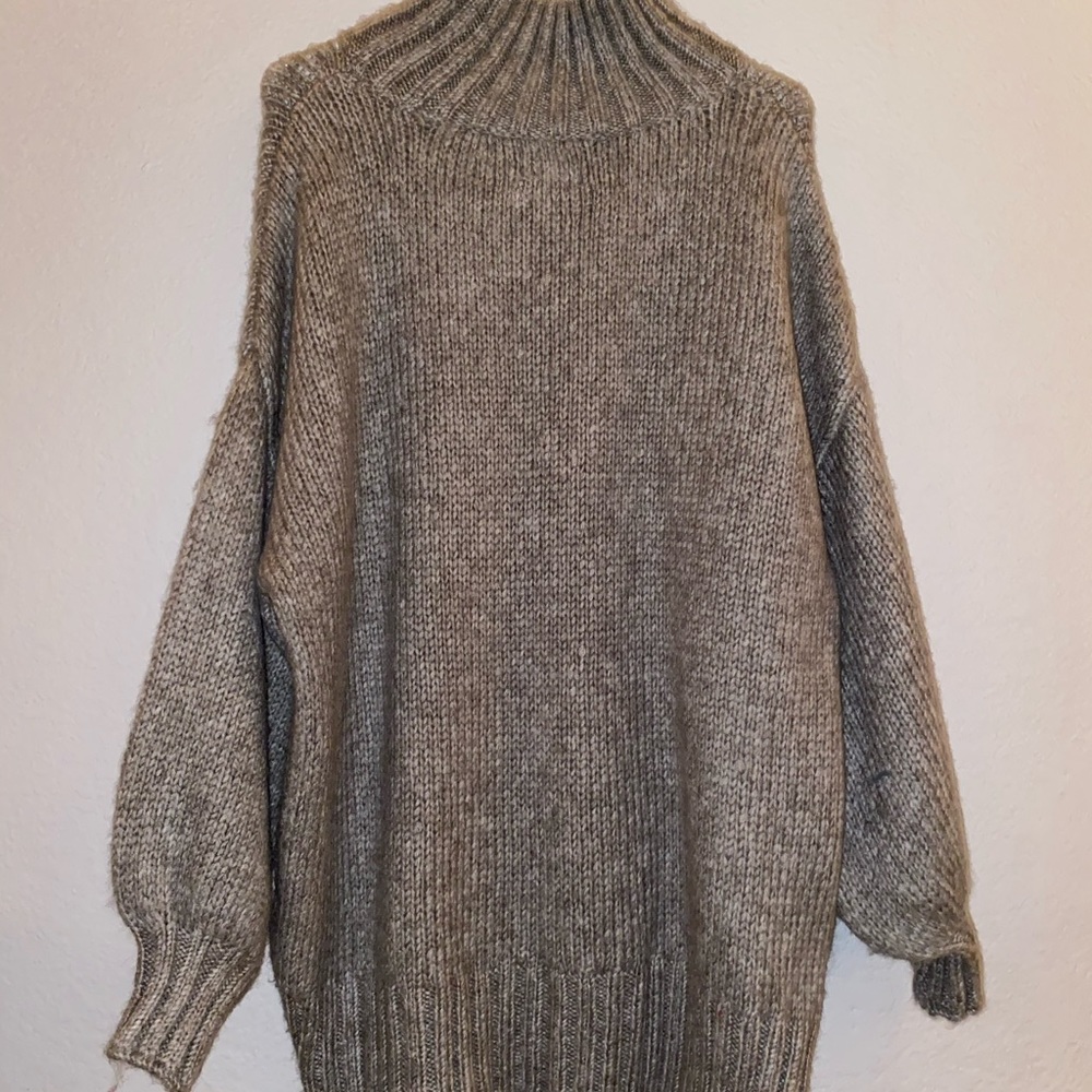 Grey turtleneck sweater dress